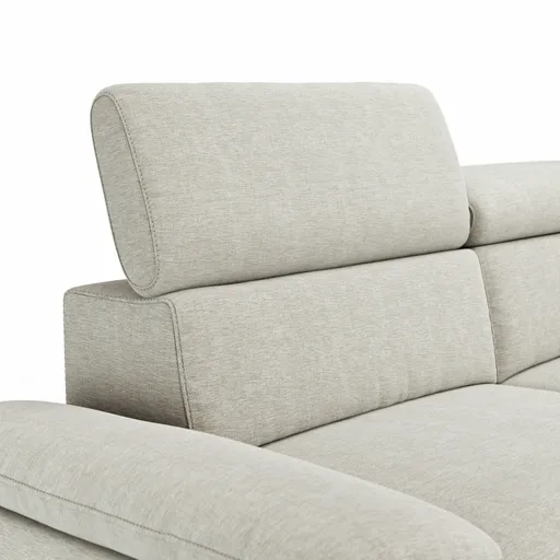 Sofa Felipa - 3-Sitzer inkl. Relaxfunktion (motorisch) und Kopfteil verstellbar, Stoff, Natur
