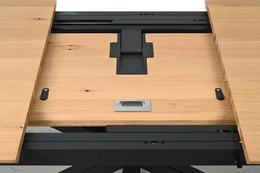 Esstisch MAKAIO - ausziehbar, LB ca. 180x90 cm, Eiche Furnier, Schweizer Kante, Schwarz