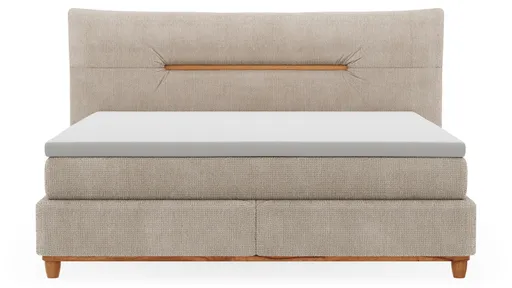 Boxspringbett Alpin - Liegefläche ca. 180x200 cm, Stoff, Graubeige