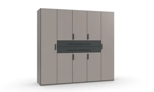 Drehtürenschrank- B ca. 225 cm, Saharagrau, Grafit