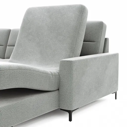 Ecksofa Merlos H - 2,5-Sitzer mit Longchair rechts inkl. Relaxfunktion (motorisch), Stoff, Grau