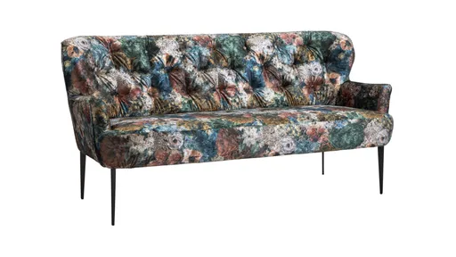 Diningsofa Scranton - 3-Sitzer, Stoff, Flower rose/blau