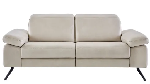 Sofa Rafaela 2.0 - 2,5-Sitzer inkl. 1x Relaxfunktion und Kopfteile verstellbar, Leder, Champagner
