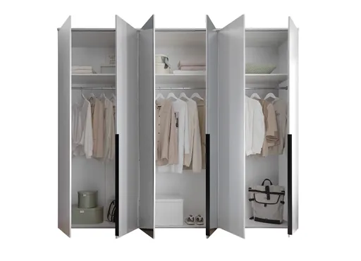 Drehtürenschrank- B ca. 270 cm, Weiß, Spiegel