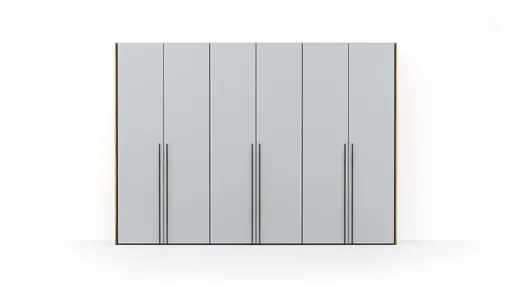 Drehtürenschrank Colorado - B ca. 307 cm, Glas, Hellgrau matt
