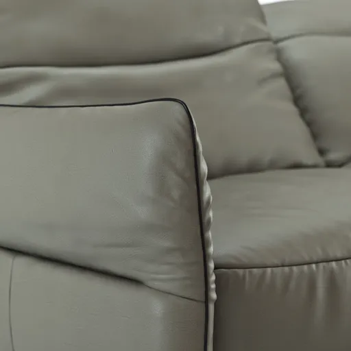Sofa Victoria - 3-Sitzer inkl. Kopfstütze/Armlehne verstellbar, Leder, Grau