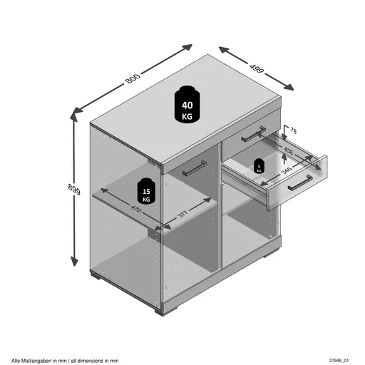 Kommode- Eiche Dekor