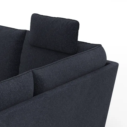 Sofa Stamford - 3,5-Sitzer, Bogen links mit Ecksofa 2-sitzig und Abschlusshocker Rechts, inkl. Armlehne verstellbar und Kopfstütze, Stoff, Dunkelblau