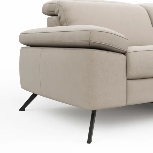 Sofa Rafaela 2.0 - 2,5-Sitzer inkl. 1x Relaxfunktion und Kopfteile verstellbar, Leder, Champagner