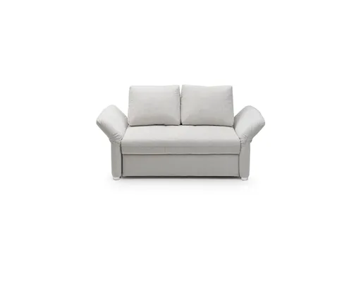Sofa JORDEN - 1,5-Sitzer inkl. Schlaffunktion mit Bettkasten, verstellbare Armlehnen, Stoff, Beige