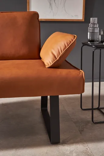 Polsterbank Elda - Breite ca. 236 cm, Leder, Cognac