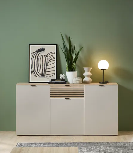Sideboard - B ca. 180 cm, Kaschmir, Riva Eiche Nachbildung