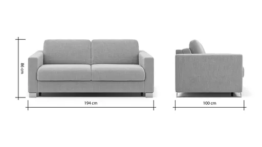 Sofa Nuoro - 2,5-Sitzer inkl. Schlaffunktion, Armlehne 1, Stoff, Grau