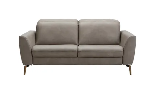 Sofa Tulsa KV - 2,5-Sitzer, inkl. Kopfteilverstellung, Leder, Graubeige