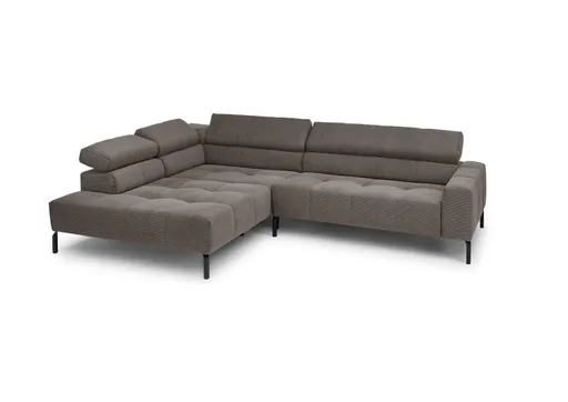 Ecksofa COLLEEN - Ecke links und 2-Sitzer, Sitzvorzug motorisch, Feincord, Taupe