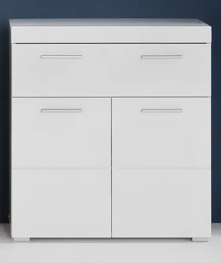 Kommode - B ca. 73 cm, Weiß, Weiß Hochglanz