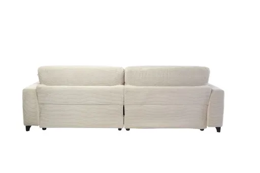 Ecksofa JAROM - 3-Sitzer, Ecke rechts inkl. Relaxfunktion (motorisch) und Kopfteil verstellbar, Stoff, Creme