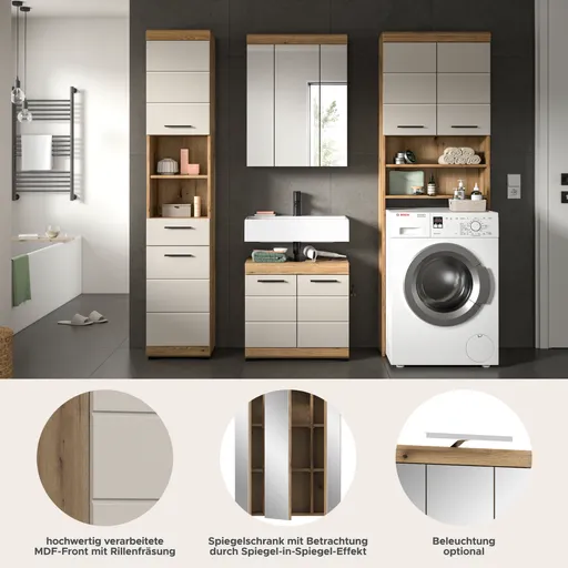 Badblock - 4-teilig, Evoke Eiche Nachbildung, Kaschmir