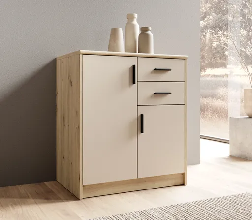 Kommode - B ca. 74 cm, Artisan Eiche Nachbildung, Kaschmir