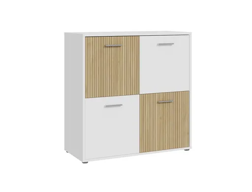 Kommode FABIENNE- Weiß, Eiche Dekor