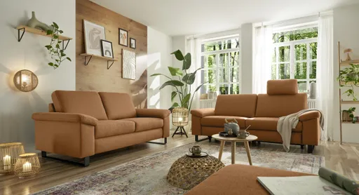 Sofa CALM PLUS 2.0 - 3-Sitzer, Relaxfunktion teilmotorisch, Stoff, Rotbraun