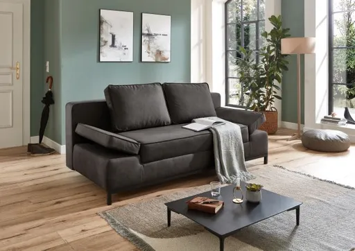Schlafsofa- 2 Sitzer, Inkl. Bettkasten, Stoff, Anthrazit