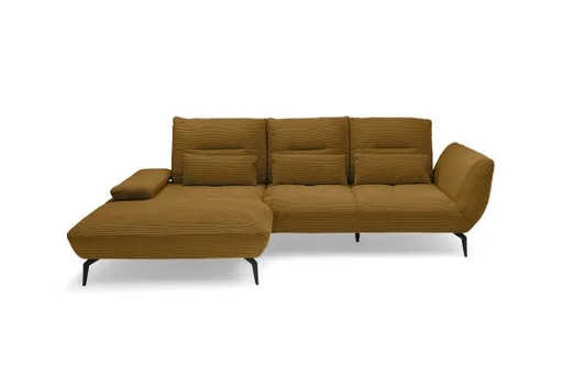 Ecksofa PAYTON - Ecke links, 2-Sitzer inkl. Rückenneigung, Armteilverstellung, Stoff, Senfgelb