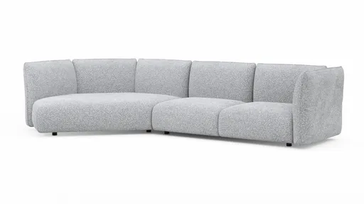 Trapezsofa Motone - Ecke links mit 2-Sitzer, Stoff, Hellgrau