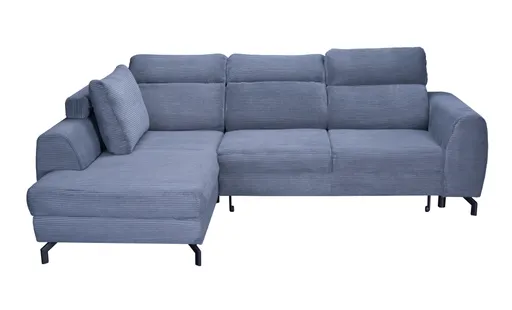 Ecksofa - Ecke links, 2-Sitzer inkl. Schlaffunktion mit Bettkasten, Stoff, Grau