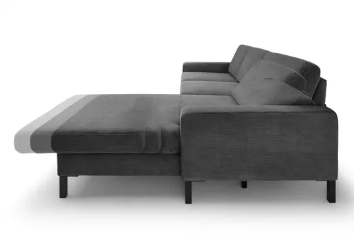  Ecksofa CALM MOVE 2.0 - 2,5-Sitzer mit Longchair rechts, Schlaffunktion, Feincord, Anthrazit