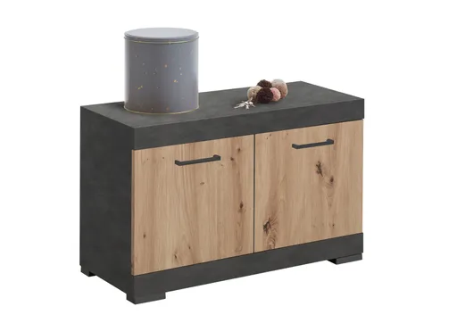 Garderobenbank- Grau, Eiche Dekor