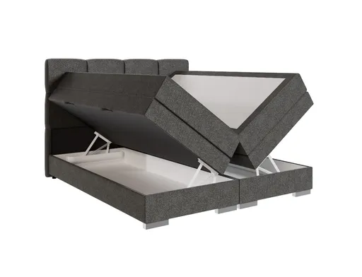 Boxspringbett SANDRIN R- Liegefläche ca. 140x200 cm, Stoff, Grau, inkl. Stauraum	