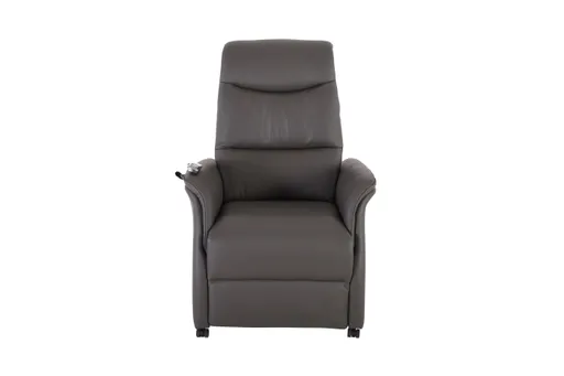 TV-Sessel MARIK - Relaxfunktion, Kopfteil verstellbar, Leder, Dunkelgrau