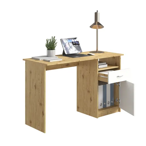 Schreibtisch- LB ca. 123x50 cm, Eiche Dekor, Weiß