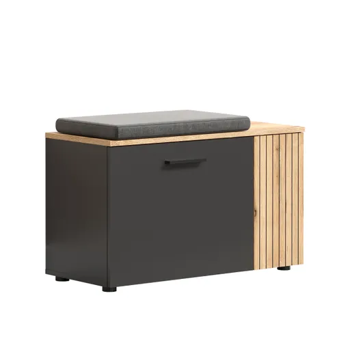 Sitzbank - B ca. 80 cm, Anthrazit, Eiche Coast Evoke Nachbildung