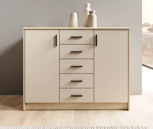 Kommode - B ca. 109 cm, Artisan Eiche Nachbildung, Kaschmir