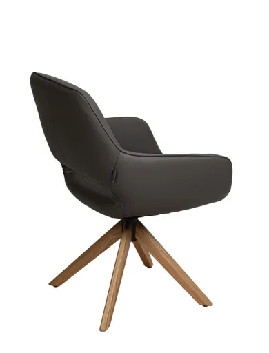 Armlehnstuhl MARIELLE - drehbar, Leder, Dunkelbraun