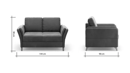 Sofa Vayra - 2-Sitzer, Stoff, Anthrazit