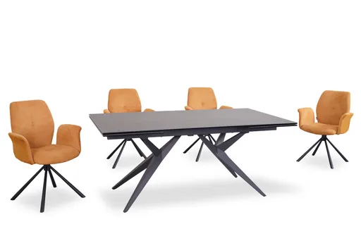 Esstisch MICHELA - ausziehbar, LB ca. 180x95 cm, Glaskeramik, Dunkelgrau