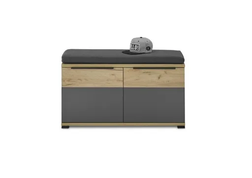 Schuhbank GRANERA - B ca. 96 cm, Graphit, Navarra Eiche Nachbildung