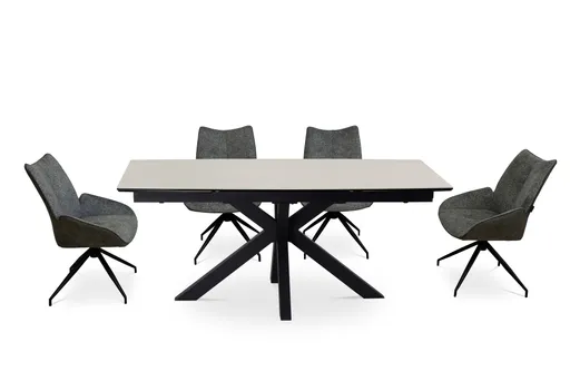 Esstisch MELANIA - ausziehbar, LB ca. 180x95 cm, Glaskeramik, Travertin farbig