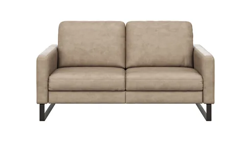 Sofa Enna - 2,5-Sitzer, Armlehne A, Leder, Taupe, Kufe, Schwarz
