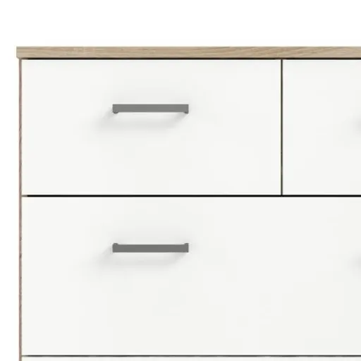 Kommode - B ca. 147 cm, Eiche Struktur Nachbildung, Weiß
