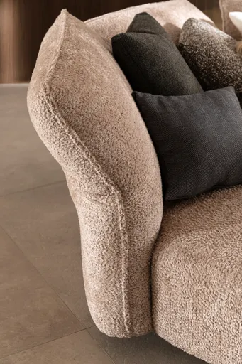 Trapezsofa Motone - Ecke links mit 2-Sitzer, Stoff, Beige