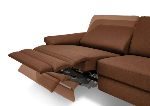 Sofa CALM PLUS 2.0 - 3-Sitzer, Relaxfunktion teilmotorisch, Stoff, Kupfer