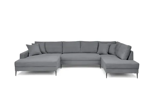 Wohnlandschaft - Longchair links, 2-Sitzer, Ecke rechts, Stoff, Grau