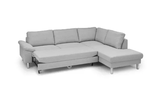 Ecksofa COOL - 2,5-Sitzer mit Ecke rechts, Querschläfer, Stoff, Hellgrau