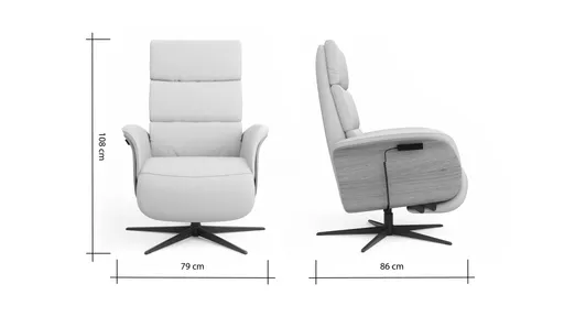 Relaxsessel Amila - Größe L, inkl. 4-motorischer Relaxfunktion und Aufstehhilfe, Leder, Silbergrau