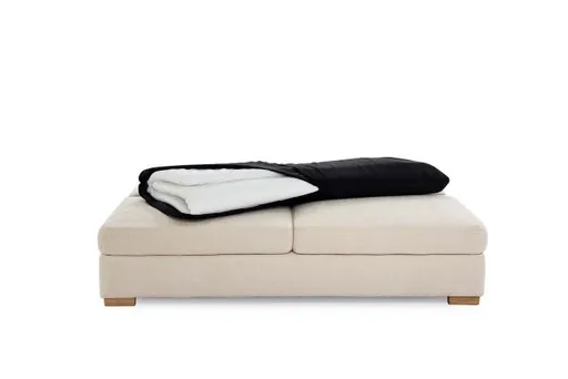 Sofa JELKO - 2-Sitzer inkl. Schlaffunktion mit Bettkasten, Stoff, Beige