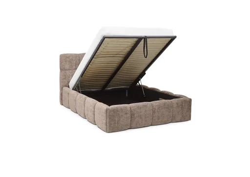 Bettgestell SANDRIN R- Liegefläche ca. 140x200 cm, Stoff, Rose, inkl Latterost und Stauraum